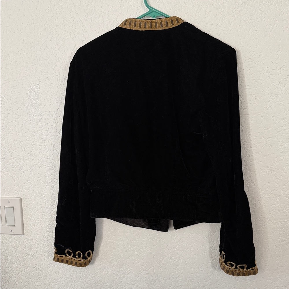 Rare Zara Black Velvet Military Jacket with Gold Braid Trim - Picture 4 of 6